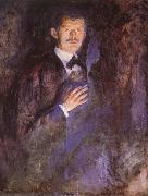 Edvard Munch Holding a cigarette of Self-Portrait oil on canvas